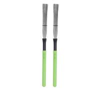 JISADER Pack of 2 Drum Brushes, Wire Brushes, Drum Sticks Brushes, Percussion Brushes for Band, Folk, Green