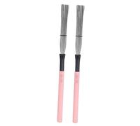 JISADER Pack of 2 Drum Brushes, Wire Brushes, Drum Sticks Brushes, Percussion Brushes for Band, Folk, Pink