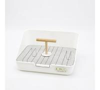 JISADER Parrot Perch with Metal Base Perch, Wooden Bird Perch Stand Featuring Food Bowls and Grate Tray, Interactive Pet Bird Perch for Cockatiel Use, Modern, Minimalist