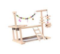JISADER Parrot Playground Bird Toy Set Solid Wood Bird Feeder Wood Perch Stand for Conures