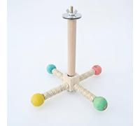 JISADER Parrot Toy Rotating Perch with 4 Wood Cross-pieces, Interactive Wooden Bird Toy with Colored Balls, Rotating Cage Accessory for Cockatiels