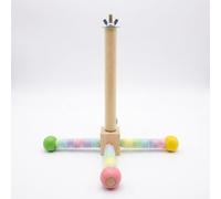 JISADER Parrot Windmill Toy with Wood Perches, Grinding and Chewing Toy for Budgie Enrichment, Small Medium Bird Standing Perch Entertainment, Rotating Windmill Perch Stand Wood and Rope and Stable