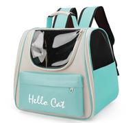 JISADER Pet Backpack for Small Dogs, Polyester Cat and Dog Backpack with Clear Window, 20L Ventilated Travel Backpack for Outdoors Hiking, Multicolor, Green