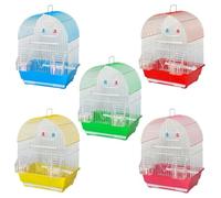 JISADER Pet Bird Cage with Domed Top, Metal Avian Cage and Bird Enclosure for Budgie Parakeet, Indoor Housing for Finch Canary Base Design, Yellow avian enclosure Cage