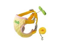 JISADER Pet Walking Set with Matching Hat, 3-Piece Dog Walking Set and Cat Walking Set, Non-Retractable Small Dog Harness for Outdoor Walking Training, Little Sapling wiggle, Yellow