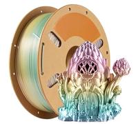 JISADER PLA Filament 1kg Spool for Model Printing and Hobbyists, Multicolor Gradient Filament for Decorative Designs, Premium 1.75mm for Creative Projects, Classic Silk Rainbow