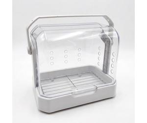JISADER Portable Bird Cage and Travel Carrier with Standing Perch, High-Clearance Breathable Outdoor Display Cage for Pet Transport with Handle, starlight white, White
