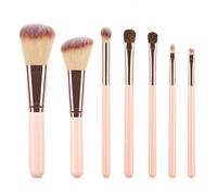 JISADER Portable Eye Makeup Brush Set with Wood Handles & Travel Bag - 7 Piece Brush Set, Pink, 7 brushes - Original Color Life - Brush Set, Pink