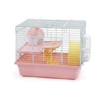 JISADER Portable Hamster Cage and Double Layer Cage with Base, Compact Hamster Cage for Indoor Travel, Square Starter Habitat for Small Pets, Blue, Blue