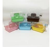 JISADER Portable Hamster Cage and Pet Carrier, Iron Material Travel Cage with Transparent Top, Classic Pastoral