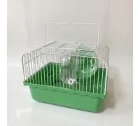 JISADER Portable Hamster Cage and Pet Carrier, Iron Material Travel Cage with Transparent Top, Transparent Pastoral