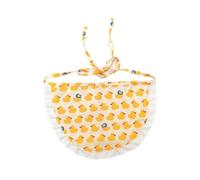 JISADER Print Dog Bandana and Scarf, Cloth Material Dog Bib with Tie-On Closure, Fashion Neckerchief for Small Medium and Large Samoyed Husky, Yellow Duck Pattern, Yellow