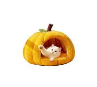 JISADER Pumpkin Cat Bed for Birman Cats, Warming Small Dog Bed with Removable Cushion, Non-Slip Indoor House for Animals up to 5.4 kg, Yellow