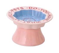 JISADER Raised Cat Bowl, Cute Drinking And Feeding Bowl, Shallow Pet Food Bowl for Kittens, And Senior Cats, Pink