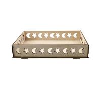JISADER Ramadan Wooden Tray, Serving Plate, Cake Plate, Snack Plate, Rectangular Tray with Oriental Motif, Made of Wood for Social Gatherings And Celebrations, D
