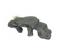 JISADER Realistic PVC Aquarium Stone Ramp, Aquarium Accessories Multi-Functional Vivarium Decoration, Water Resistant Reptile Hideout for Axolotl, Snake & Amphibians, 17.5x8x6cm