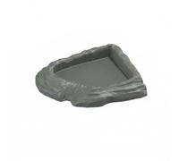 JISADER Realistic Rock Feeding Dish, Tortoise Water Bowl, Terrarium Food and Water Dish for Reptiles and Frogs, Rock Gray