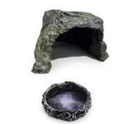 JISADER Resin Aquarium Rock Cave Decorations, Rock-Textured Fish Aquarium Decorations for Reptiles, Standing Fish Aquarium Ornaments, Naturalistic rock cave design