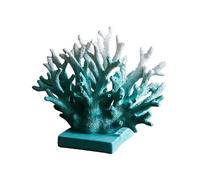 JISADER Resin Coral Statue, Modern And Realistic Sculpture, Coral Decor, Nautical, for Shelf, Bedroom, Hotel, Home Or Bathroom, Blue 18cmx15cm