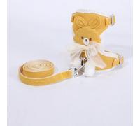 JISADER Retractable Dog Leash and Harness Set for Small Pets, Harness Leash for Walking and Training, Puppy Leash and Vest for Daily Outings, Yellow - Ribbon Bear, Yellow