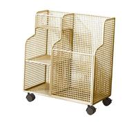 JISADER Rolling Mat Storage Rack, Gym Equipment Storage Cart for Foam Rollers, Kettlebells And, Gold
