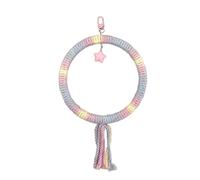 JISADER Rope Swing Parrot Toy with Bells, Gradient Perch for Budgie, Cockatiel and Lovebird, Comfortable Swing Perch for Small Bird Cage Use, Dreamy Gradient Small Star Swing