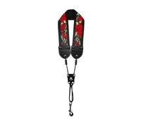 JISADER Saxophone Neck Strap Sax Hanging Strap Practical Universal Woodwind Instrument Parts Practicing Professional Cotton Strap, Red Flower
