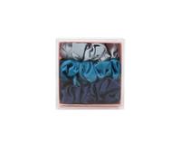 JISADER Scrunchies for Women and Adults in Premium Silk, Elegant Scrunchie Set for Office Wear, Soft Hair Ties for Daily Use, Stylish Commute Accessory, Dark Blue, Peacock Blue, Grey Blue