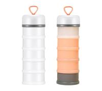 JISADER Set of 2 Protein Powder Containers, Stackable, Practical And Multifunctional, with 5 Compartments, White and Pink