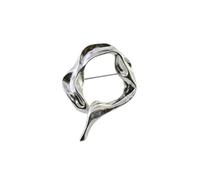 JISADER Silver Tone Abstract Brooch Pin, Minimalist Hollow Geometric Lapel Badge, Sculptural Metal Statement Jewellery for Women Men Suits Scarves Coats 4x5cm