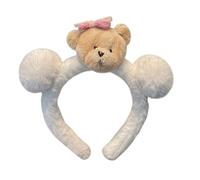 JISADER Skincare Headband and Makeup Hairband for Women, Soft Makeup Headband for Washing Face, for Skincare Routine, Non-Slip Tool for Teens, Beige Bear fuzzy ball, Beige