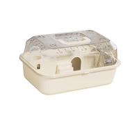 JISADER Small Animal Cage Play House Portable Breathable Hamster Habitat Pet Carrier Gerbil Mouse Hedgehog, Rice White