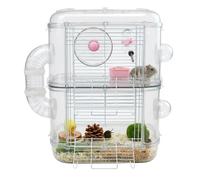 JISADER Small Bird Cage and Cockatiel Cage, Acrylic Pet Bird Carrier with Removable Tray, Portable Outdoor Travel Case for Moving Pets, Double-layer Hamster Cage