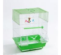 JISADER Small Bird Cage for Budgie and Finch Cage, Rectangular Bird Cage with Removable Tray, 2 Feeders and Perch for Parakeets Lovebirds, Small Size, Green, Green