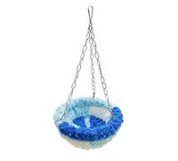 JISADER Soft Bird Bed Parrot Nest with Hanging Chains, Round Polyester Hammock for Birds and Swing for Parrots, Winter Parrot Cage Accessories Shelter, Fresh Blue