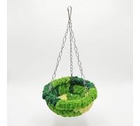 JISADER Soft Bird Bed Parrot Nest with Hanging Chains, Round Polyester Hammock for Birds and Swing for Parrots, Winter Parrot Cage Accessories Shelter, Forest Green