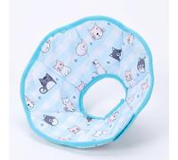 JISADER Soft for Small Dogs, Cartoon Style Nylon Pet Neck Cone with Drawstring, Puppy and Kitten Cone for After Surgery Anti Bite Lick Recovery, Blue with White and Grey Cats