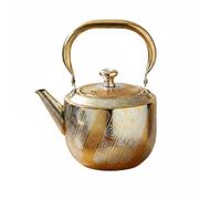 JISADER Stainless Kettle Tea Pot Mesh Infuser Beverage Server Rust Resistant Food Grade Stainless Steel Ergonomic Handle Suitable for Gathering, Full Gold, 2.0L