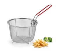 JISADER Stainless Steel Deep Fry Basket with Foldable Detachable Handle, Round Wire Mesh Frying Basket for Kitchen Frying French Fries Pasta Spaghetti Cooking Serving, 15cm