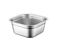 JISADER Stainless Steel Square Basin Square Bowl Cereal Bowl Salad Mixing Bowl Buffet Dinner Bowl Vegetable Washing Basket Rice Washing Bowl Serving Bowls for Vegetables Fruits