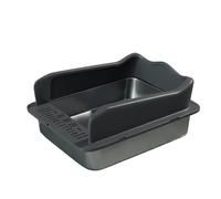 JISADER Stainless Toilet Litter Tray, Semi-Enclosed Litter Pan for Big Cats, Odor Control Indoor Home for Pets, Never Absorbs, 50x35cm Size, Black
