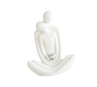 JISADER Statue of Couple, Hugs Figurine, Her Boyfriend and Girlfriend in Ceramic, Ornament of Lovers for The Birthday, Silver Love Heart