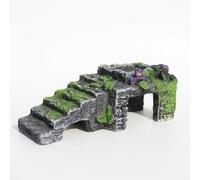 JISADER Stone Bridge Decor Turtle Basking Perch, Resin Aquarium Cave and Reptile Hide Cave, Realistic Climbing Ramp for Freshwater and Saltwater Environments, Stone Bridge with Steps