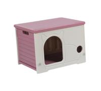 JISADER Stray Cats Shelter Pet Bed Kennel Outdoor Kitty Shelter for Small Animals Hamster Rabbits, rose red