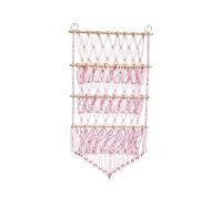 JISADER Stuffed Animal Display Rack Children Toys Rack Space-Saving Large Capacity Hand-Woven Hanging Organiser for Bedroom Kids Room, Pink