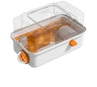 JISADER Syrian Hamster Cage, 2-Level Transparent Golden Hamster Cage with Handle, Large Space Rectangular Tank, Portable Beginner Habitat, Warm Pumpkin, Orange