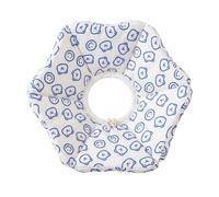 JISADER Textile with Cartoon Pattern, Adjustable Drawstring Dog Cone and Cat Cone, Grooming Tool to Stop Licking Recovery, White with Blue Bear Pattern