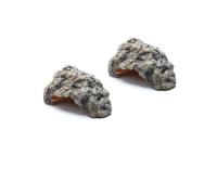 JISADER Textured Reptile Hide, Terrarium Decor Rock Cave, Single Chamber Natural Stone Color Shelter for Reptiles, Set of Two, Small (S) 13x9x7.5cm (2-pack)