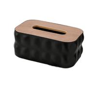 JISADER Tissue Box Cover, Paper Napkin Holder, Luxury Decor, Rectangular Organizer for Vanity, Countertop, Home, Nightstand, Black
