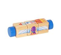 JISADER Toy Puzzle Toy Fine Motor Develop Strategic Thinking Brain Teaser Early Learning Wood Rotating Game, Blue